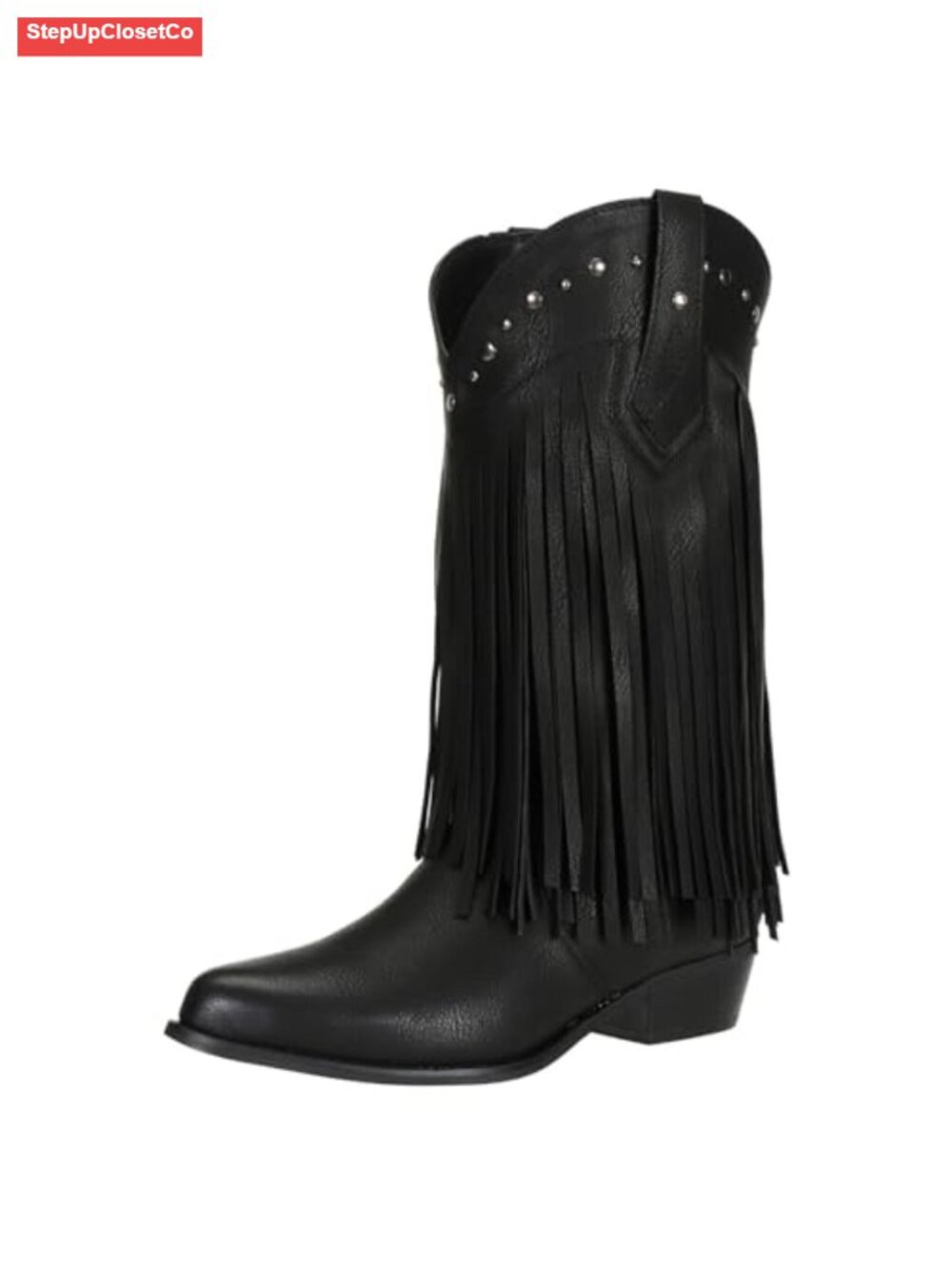 Wide Calf Fringe Western Cowgirl Boots Mid-Calf Faux Leather